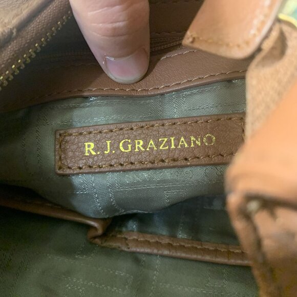 R J GRAZIANO  Brown Leather Shoulder/Handbag with Gold Circle Metal Design - Picture 4 of 12